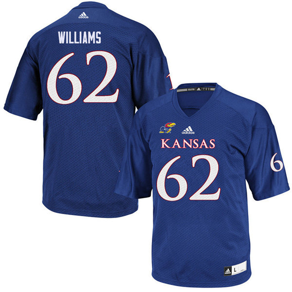 Men #62 Jack Williams Kansas Jayhawks College Football Jerseys Sale-Royal - Click Image to Close